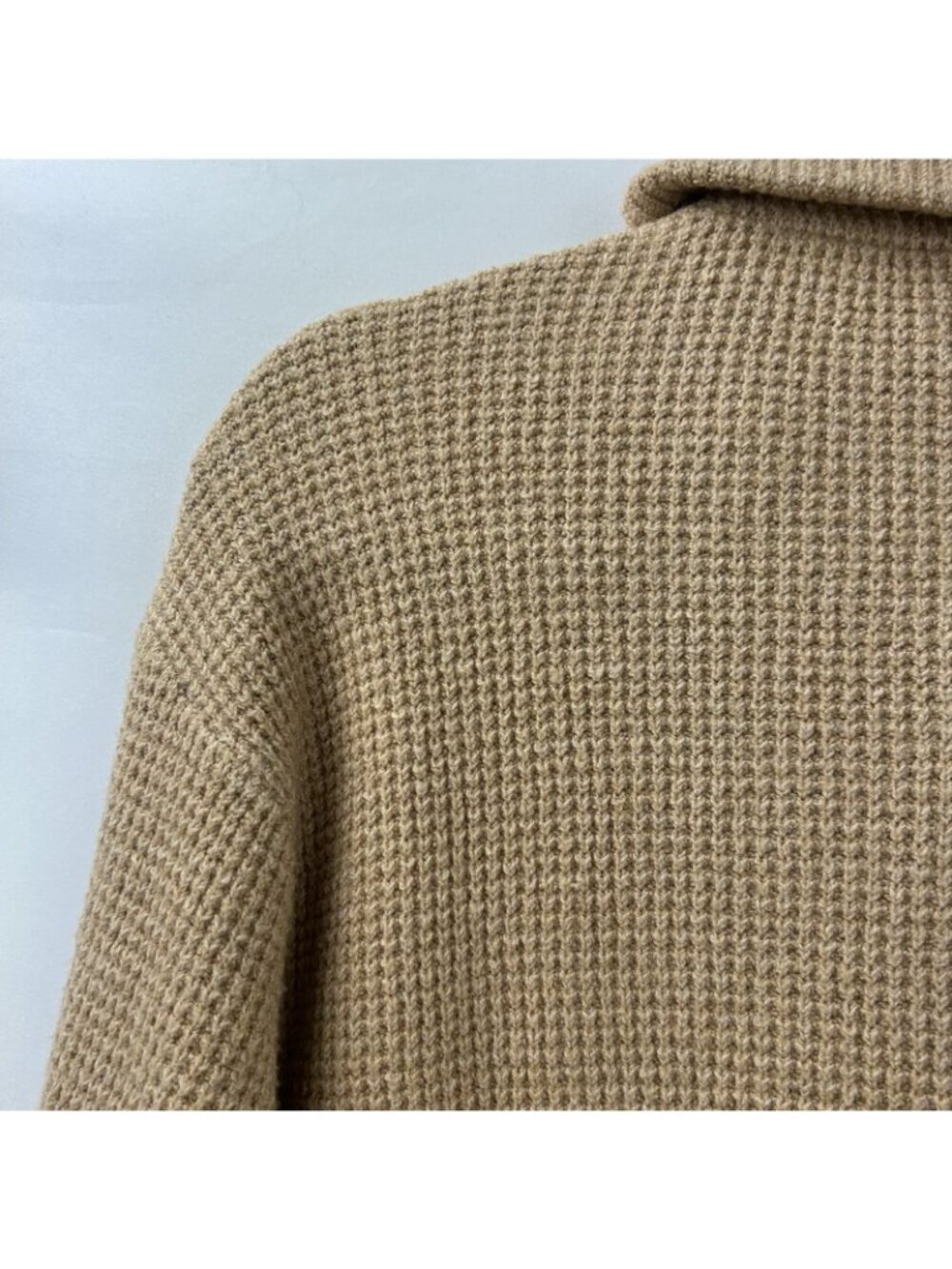 Aerie Oversized Cozy Up Waffle Button Sweater Women’s Size XS Color Tan Beige - Picture 14 of 16